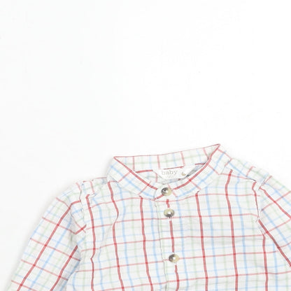 M&Co Boys Multicoloured Plaid Cotton Basic Button-Up Size 6-9 Months Collared Button