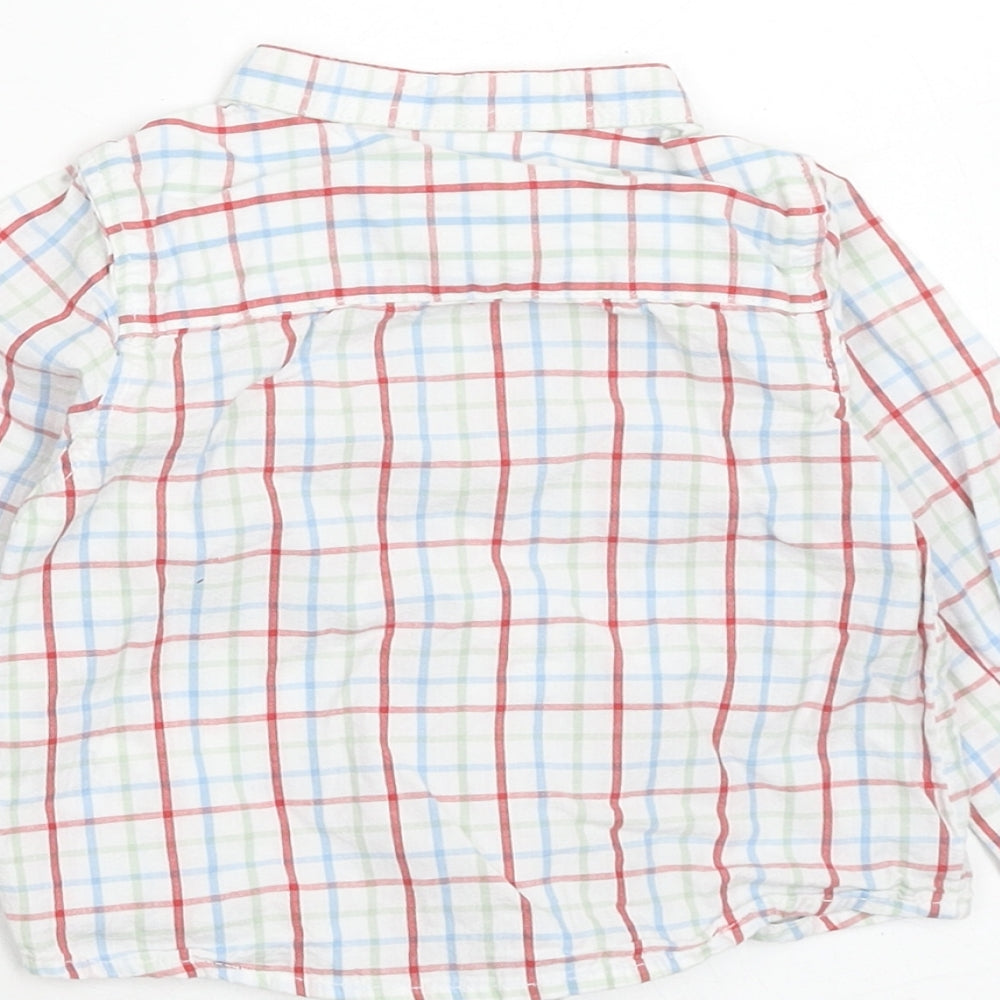 M&Co Boys Multicoloured Plaid Cotton Basic Button-Up Size 6-9 Months Collared Button