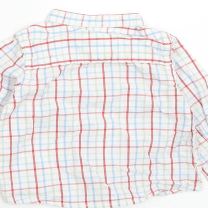 M&Co Boys Multicoloured Plaid Cotton Basic Button-Up Size 6-9 Months Collared Button