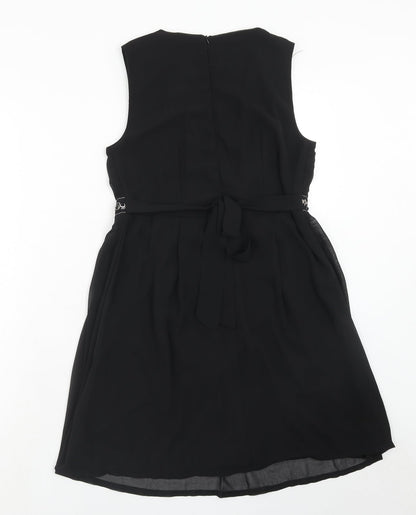 Select Womens Black Polyester Trapeze & Swing Size 8 V-Neck Zip