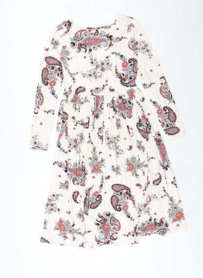ASOS Womens Multicoloured Paisley Viscose Trapeze & Swing Size 10 Round Neck Pullover