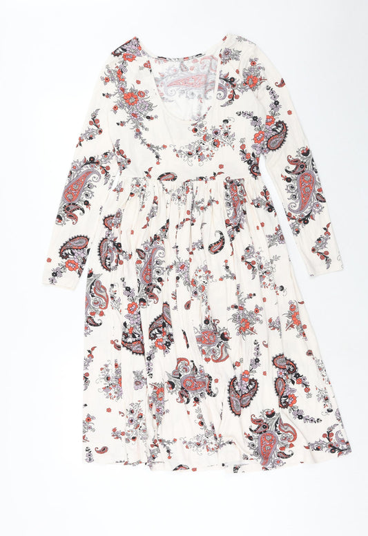 ASOS Womens Multicoloured Paisley Viscose Trapeze & Swing Size 10 Round Neck Pullover