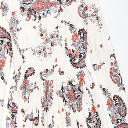 ASOS Womens Multicoloured Paisley Viscose Trapeze & Swing Size 10 Round Neck Pullover