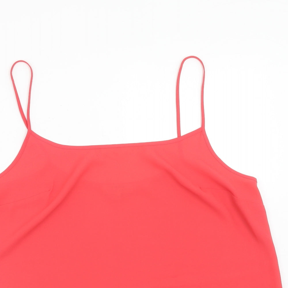 Papaya Womens Pink Polyester Basic Tank Size 16 Square Neck