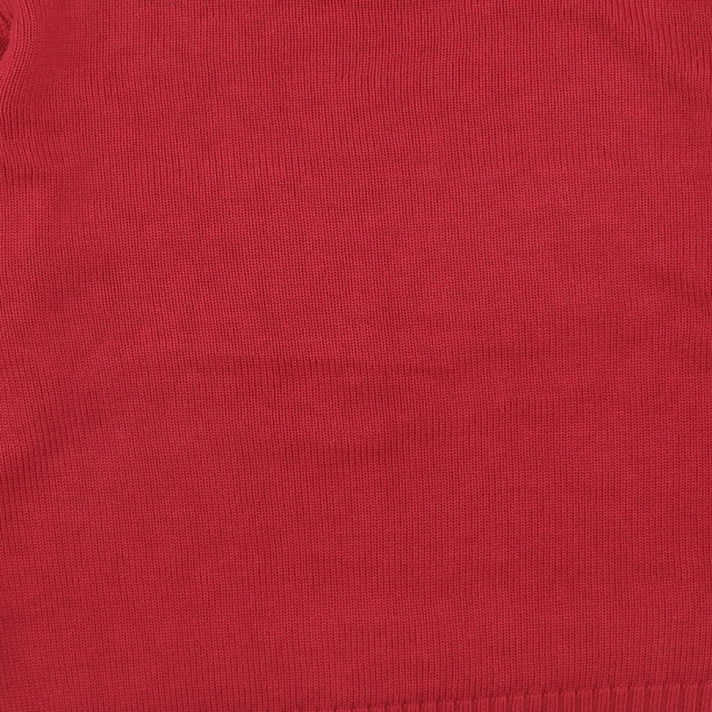 Sugar Crisp Mens Red Round Neck Acrylic Pullover Jumper Size L Long Sleeve - Snowflake