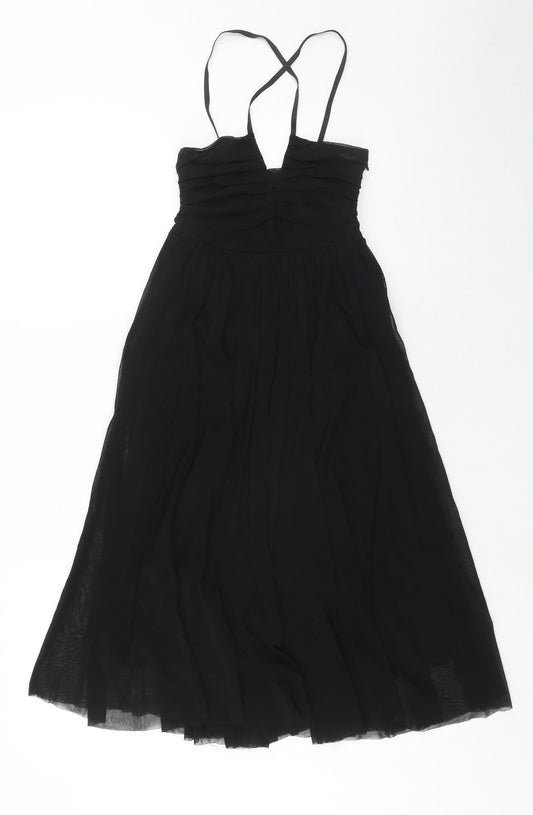 H&M Womens Black Nylon Trapeze & Swing Size 6 V-Neck Zip