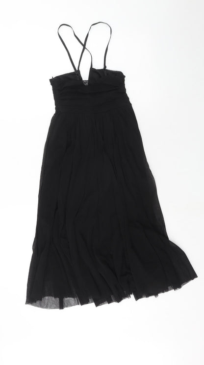 H&M Womens Black Nylon Trapeze & Swing Size 6 V-Neck Zip
