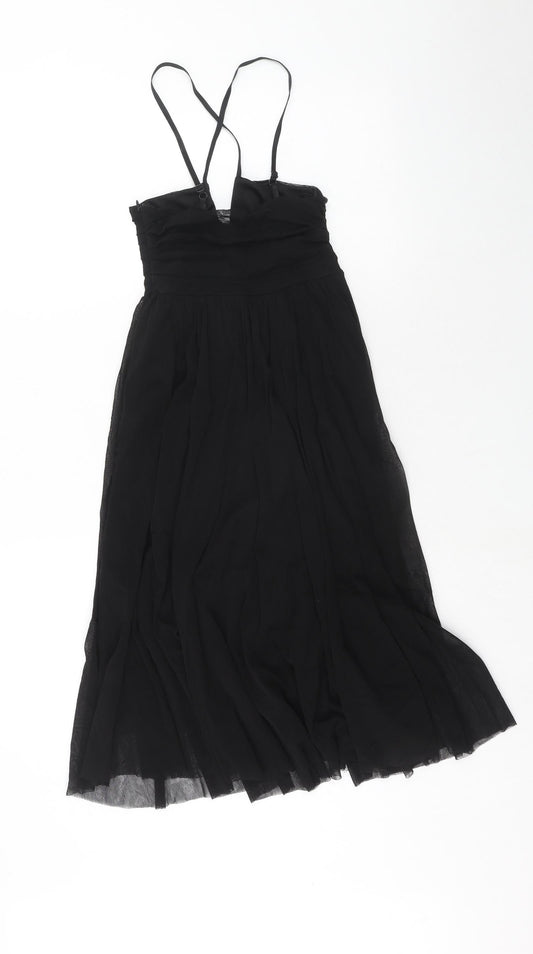 H&M Womens Black Nylon Trapeze & Swing Size 6 V-Neck Zip