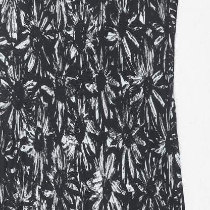 Topshop Womens Black Fair Isle Polyester Slip Dress Size 10 V-Neck Pullover