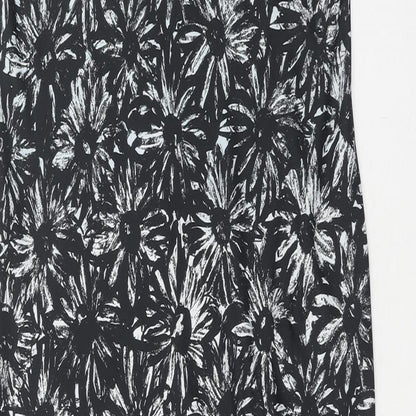 Topshop Womens Black Fair Isle Polyester Slip Dress Size 10 V-Neck Pullover