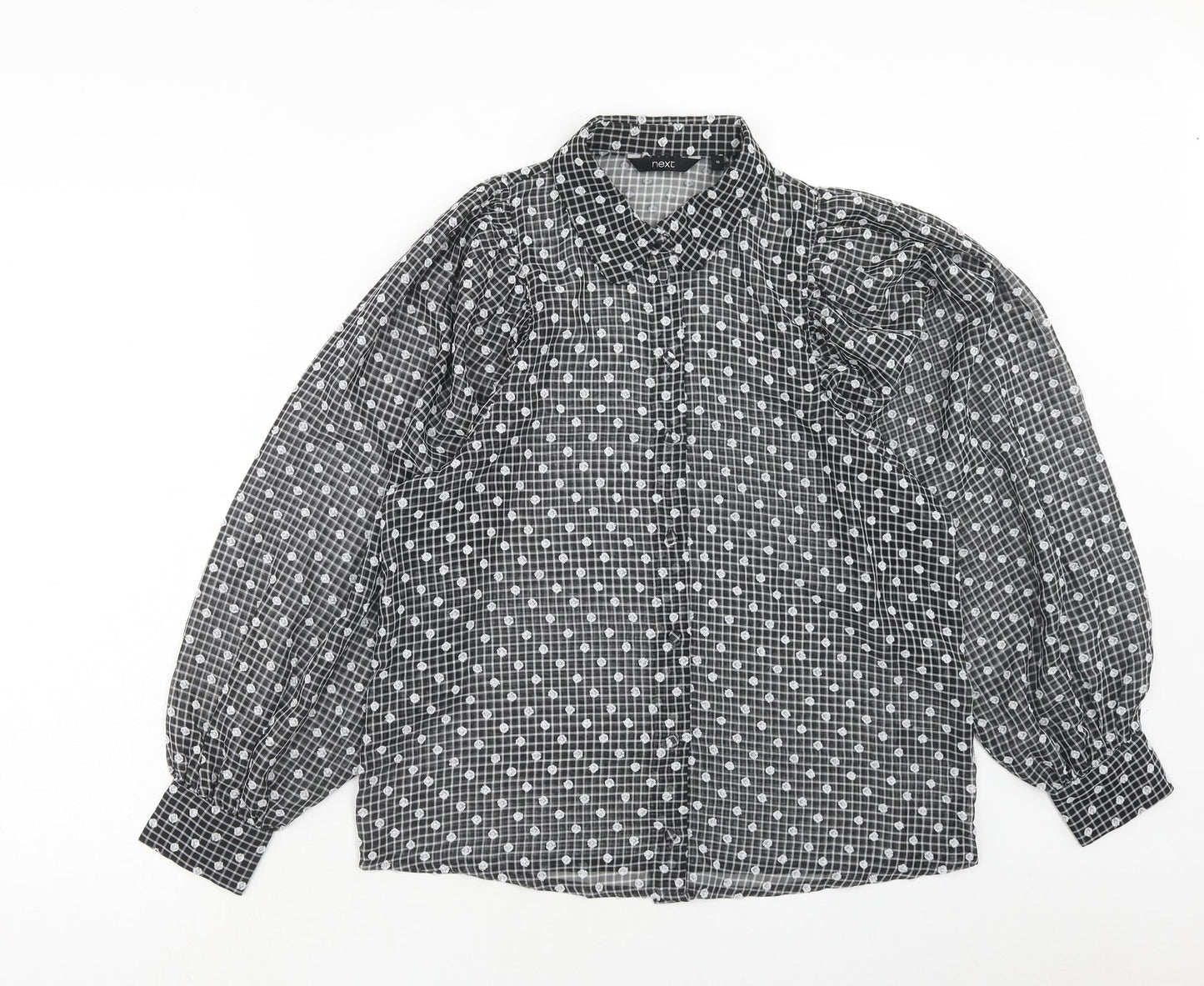 Womens UK Size 10 NEXT Black Basic Button-Up