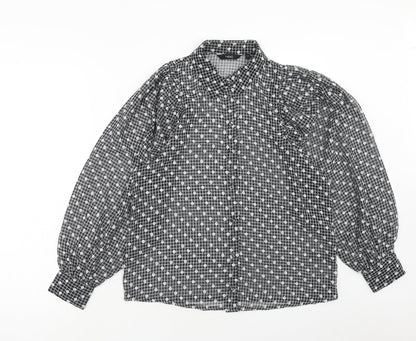 Womens UK Size 10 NEXT Black Basic Button-Up