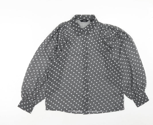 Womens UK Size 10 NEXT Black Basic Button-Up