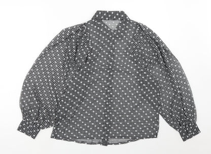Womens UK Size 10 NEXT Black Basic Button-Up