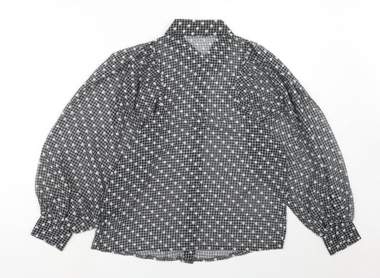 Womens UK Size 10 NEXT Black Basic Button-Up
