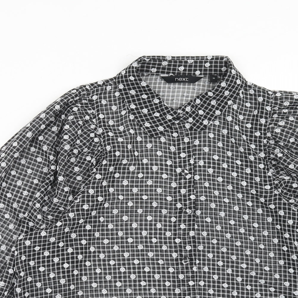 Womens UK Size 10 NEXT Black Basic Button-Up