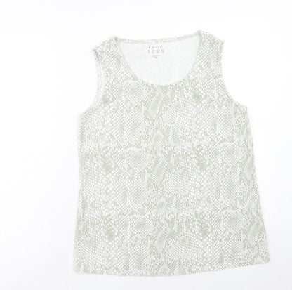 Bonmarché Womens Green Geometric Cotton Basic Tank Size 18 Scoop Neck - Snake print