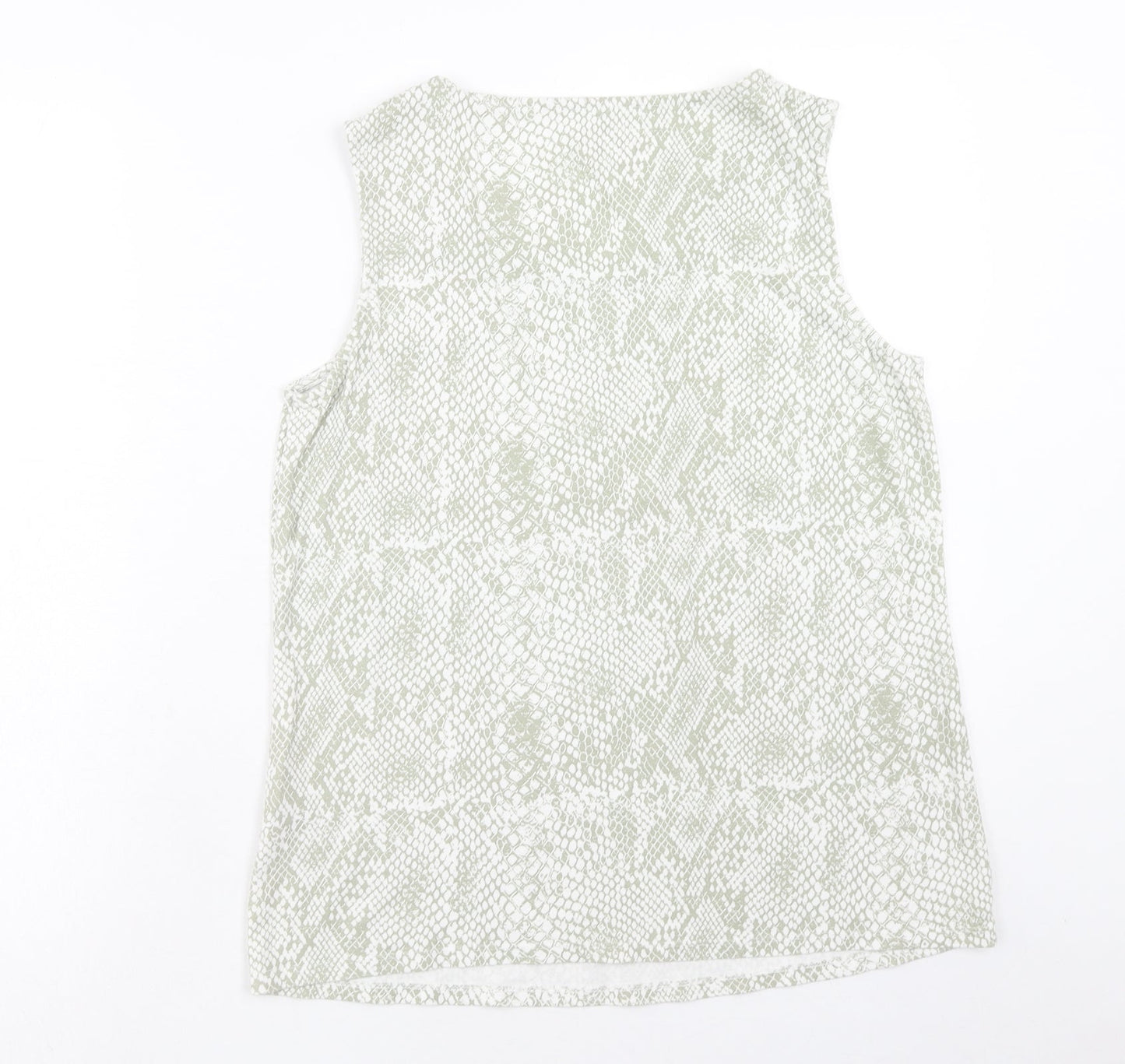 Bonmarché Womens Green Geometric Cotton Basic Tank Size 18 Scoop Neck - Snake print