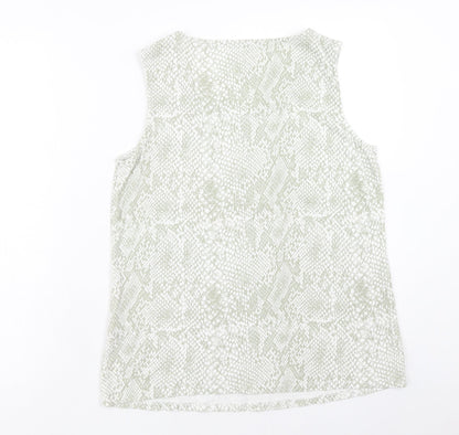 Bonmarché Womens Green Geometric Cotton Basic Tank Size 18 Scoop Neck - Snake print
