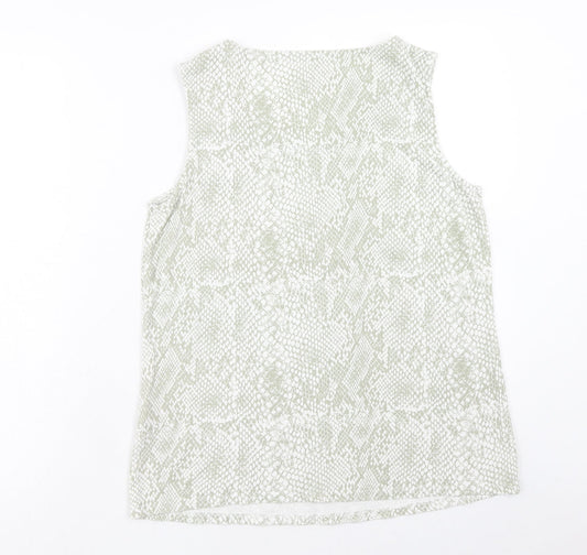 Bonmarché Womens Green Geometric Cotton Basic Tank Size 18 Scoop Neck - Snake print
