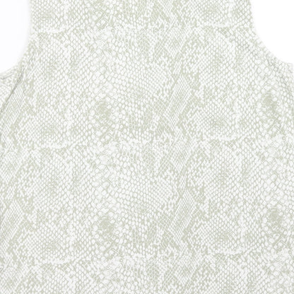Bonmarché Womens Green Geometric Cotton Basic Tank Size 18 Scoop Neck - Snake print