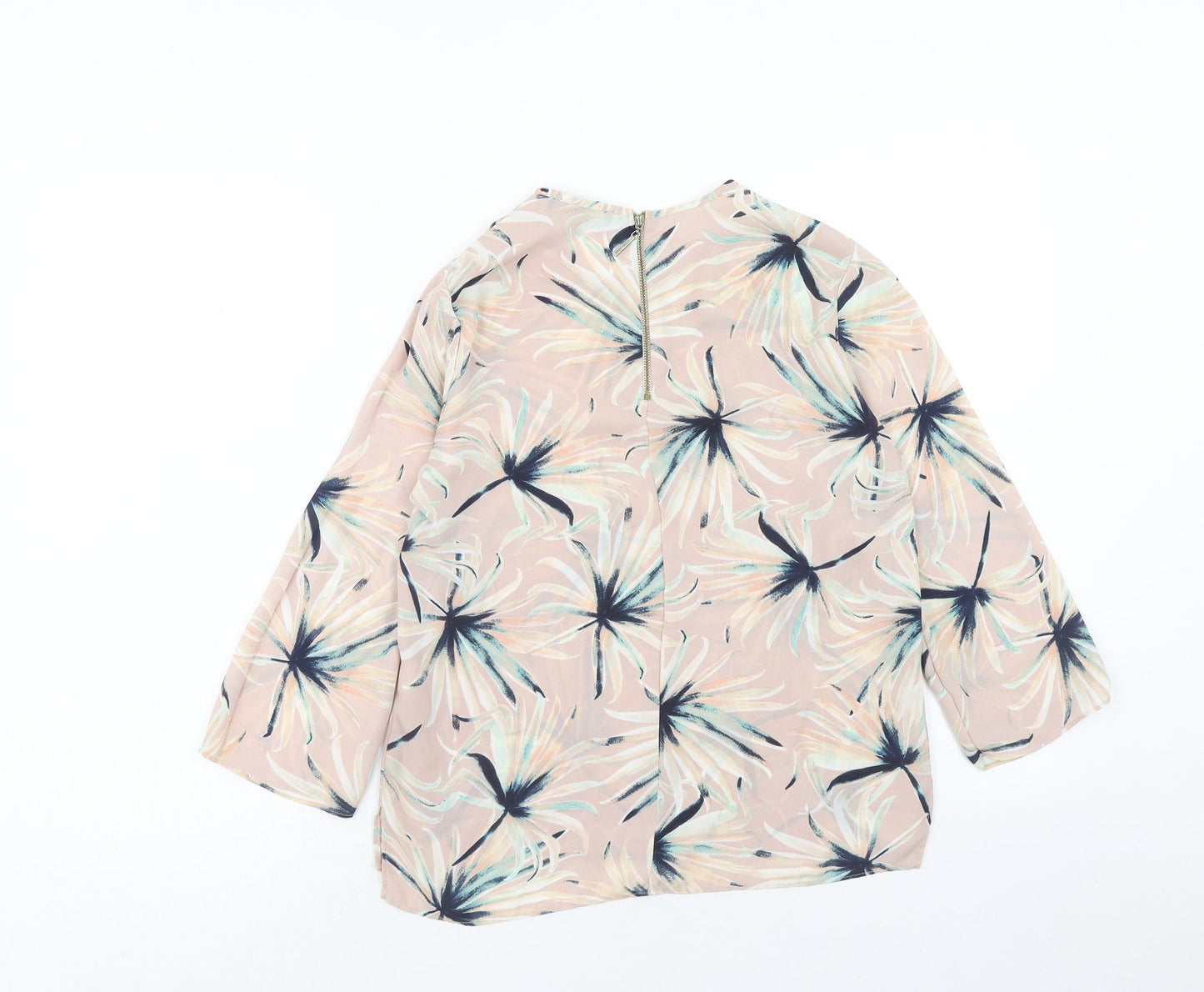 Atmosphere Womens Pink Geometric Polyester Basic Blouse Size 6 Round Neck