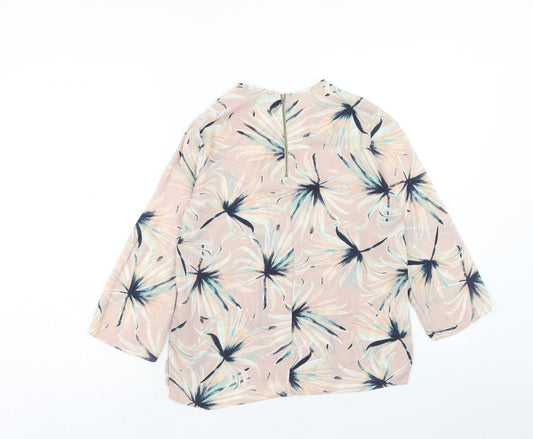 Atmosphere Womens Pink Geometric Polyester Basic Blouse Size 6 Round Neck