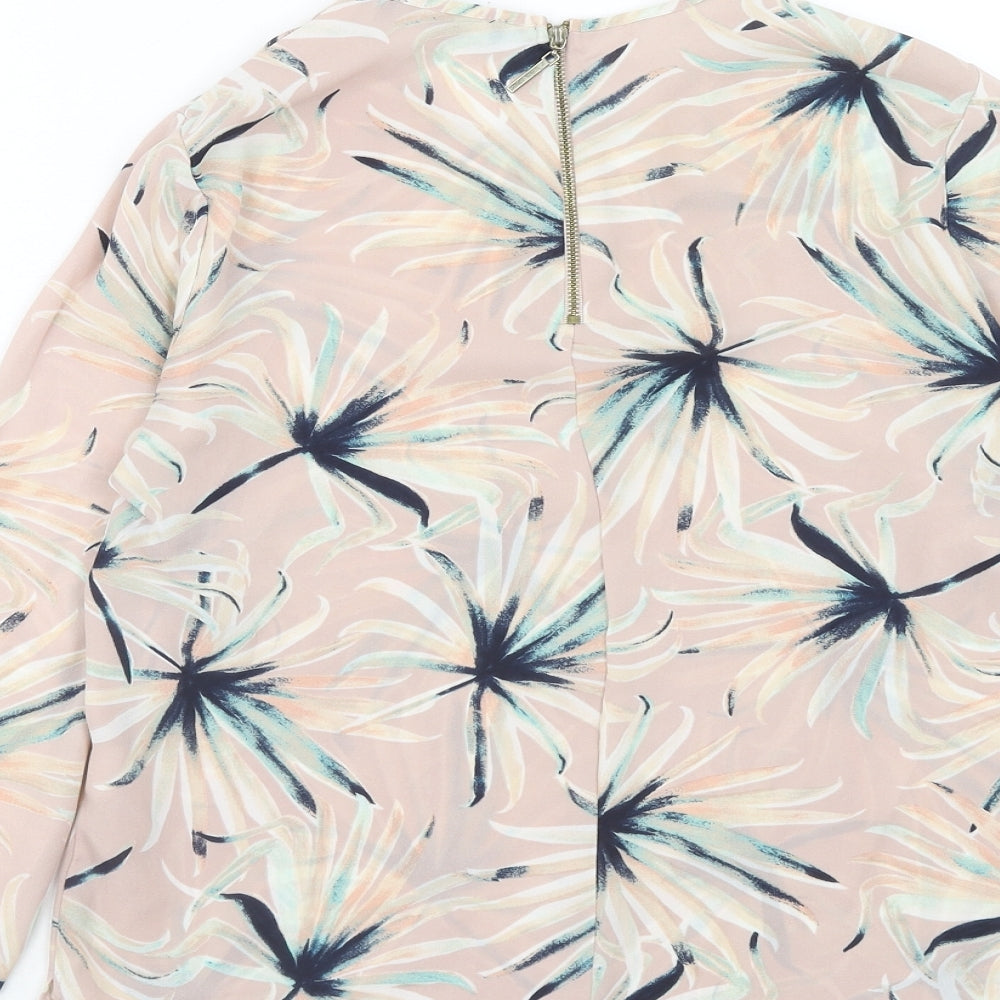 Atmosphere Womens Pink Geometric Polyester Basic Blouse Size 6 Round Neck