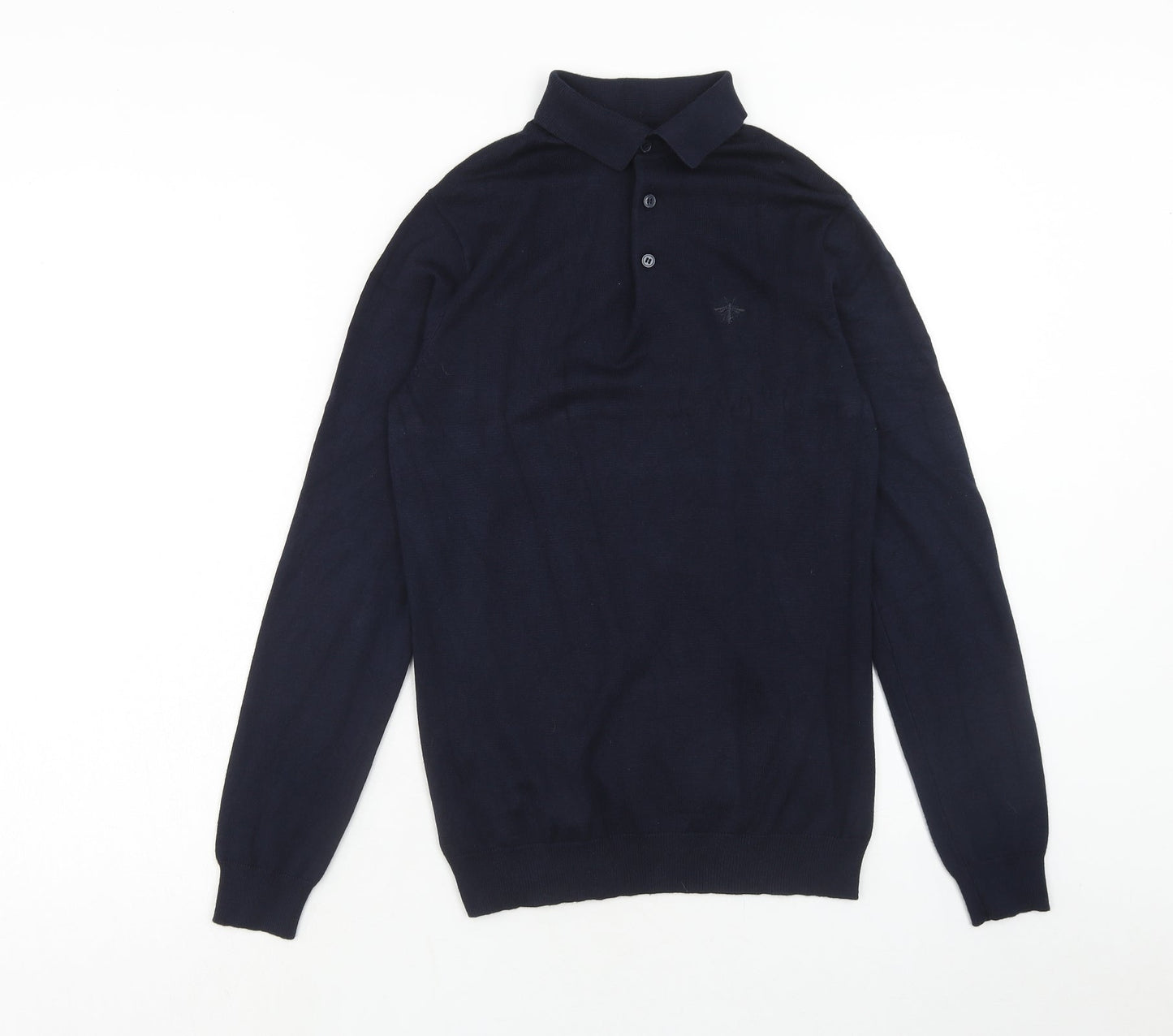 River Island Mens Blue Polyester Polo Size XS Collared Button