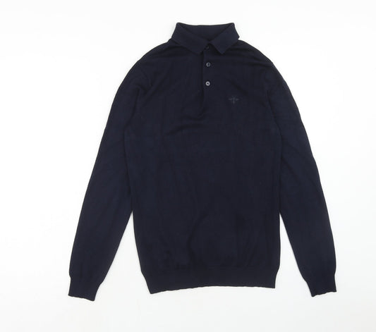 River Island Mens Blue Polyester Polo Size XS Collared Button