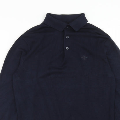 River Island Mens Blue Polyester Polo Size XS Collared Button