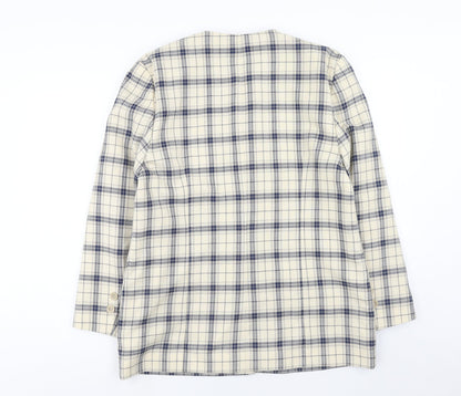 Paul Separates Womens Ivory Plaid Polyester Jacket Blazer Size 16