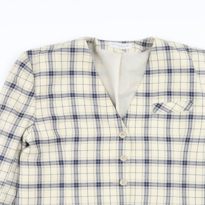 Paul Separates Womens Ivory Plaid Polyester Jacket Blazer Size 16
