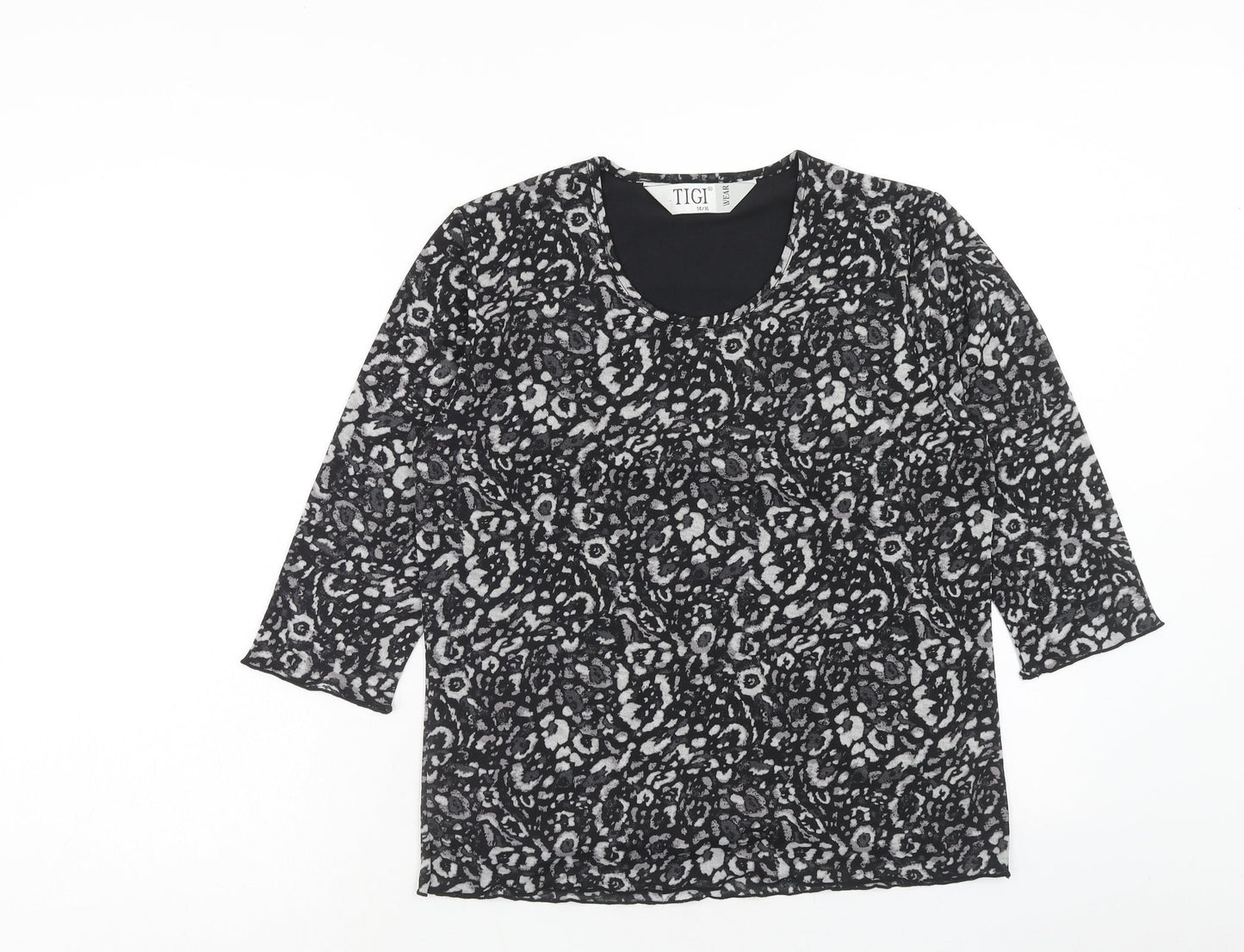 Womens UK Size 14 TIGI Black Basic T-Shirt