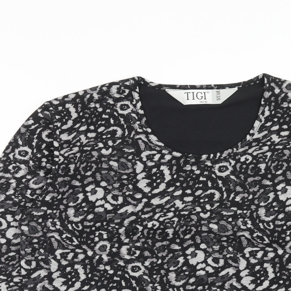Womens UK Size 14 TIGI Black Basic T-Shirt