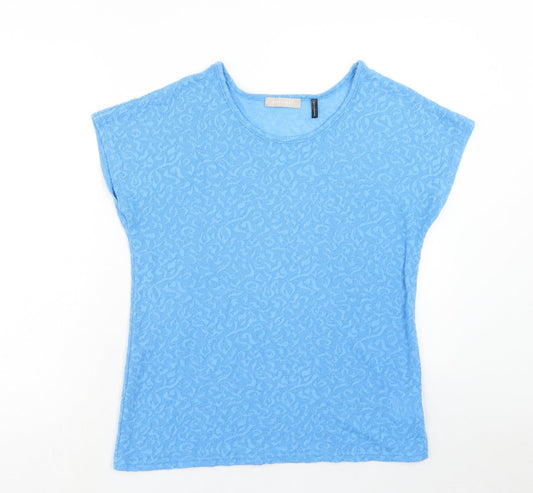 Anthology Womens Blue Geometric Polyester Basic T-Shirt Size 14 Round Neck