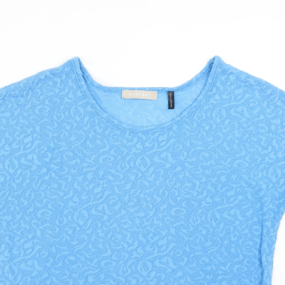 Womens UK Size 14 Anthology Blue Basic T-Shirt