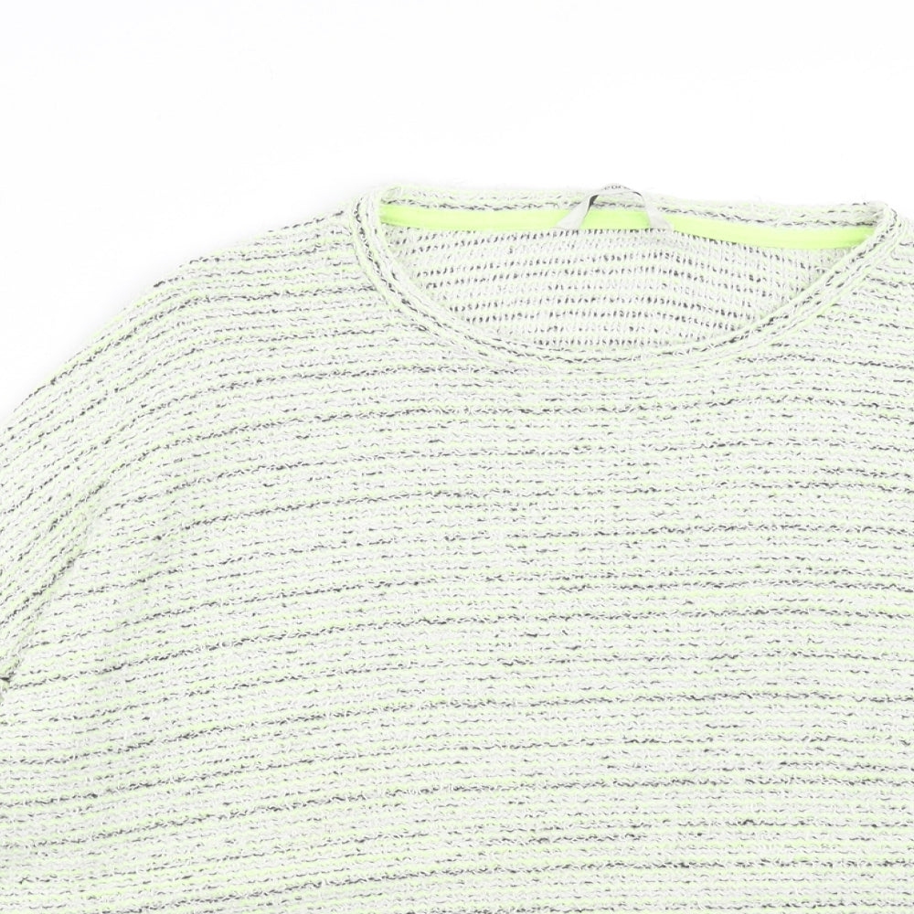 George Womens Green Round Neck Striped Cotton Pullover Jumper Size 16