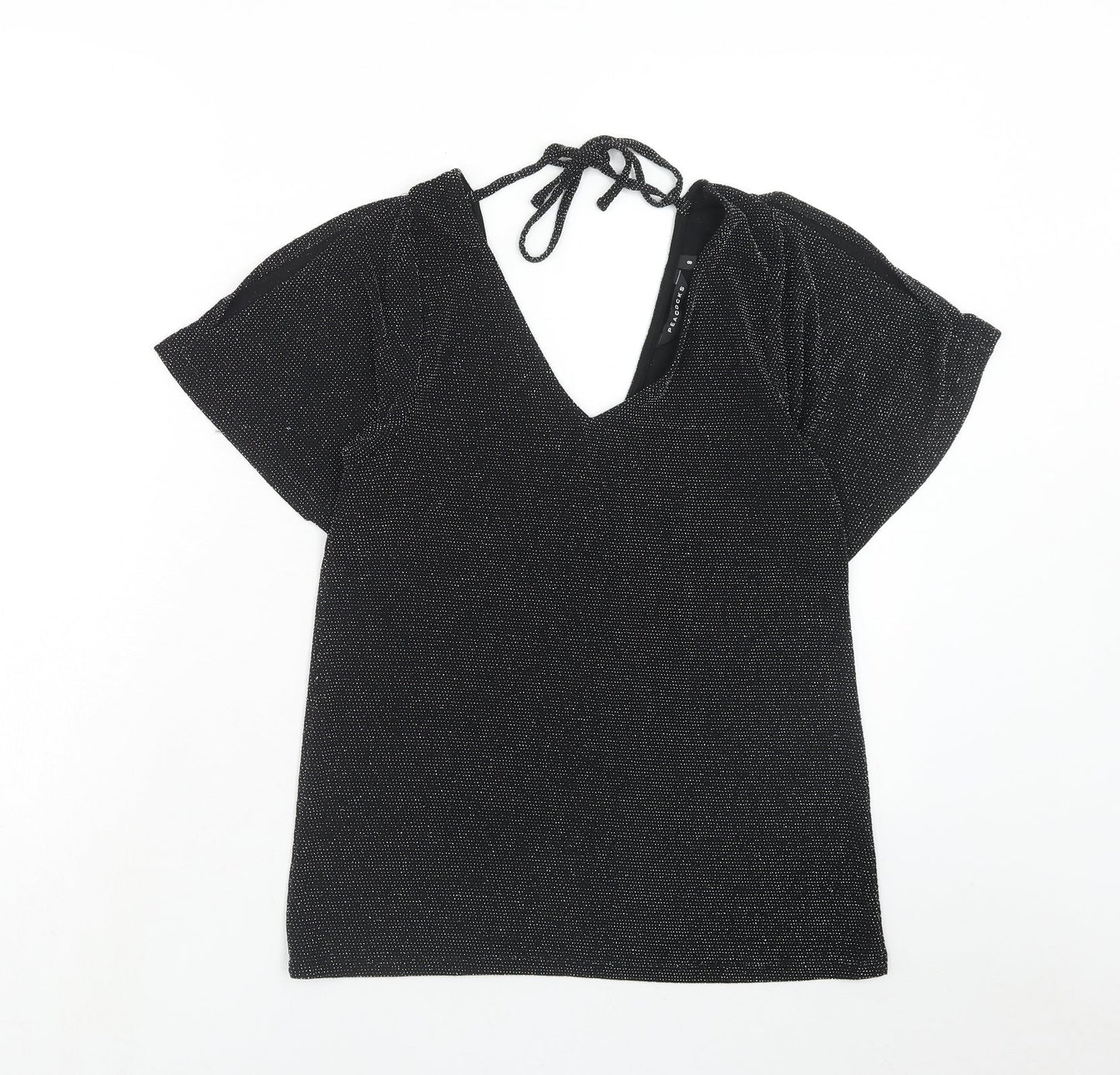 Womens UK Size 8 Peacocks Black Basic Blouse