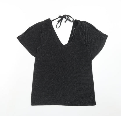 Womens UK Size 8 Peacocks Black Basic Blouse