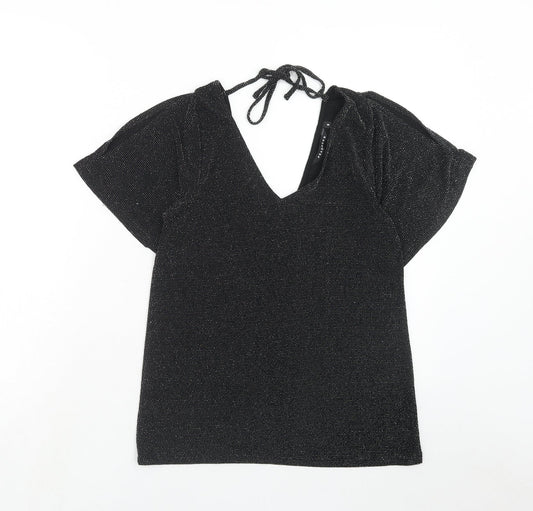 Womens UK Size 8 Peacocks Black Basic Blouse