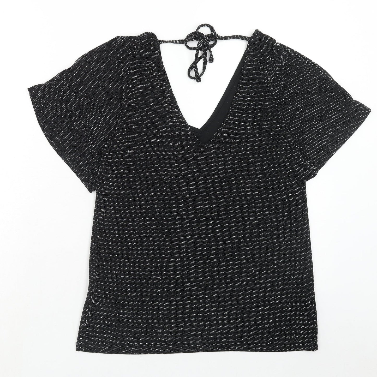 Womens UK Size 8 Peacocks Black Basic Blouse