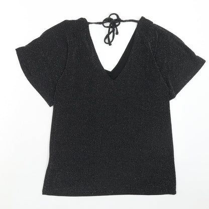 Womens UK Size 8 Peacocks Black Basic Blouse