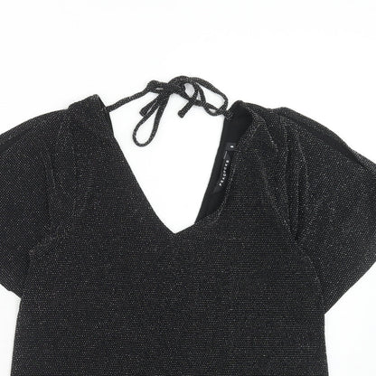 Womens UK Size 8 Peacocks Black Basic Blouse