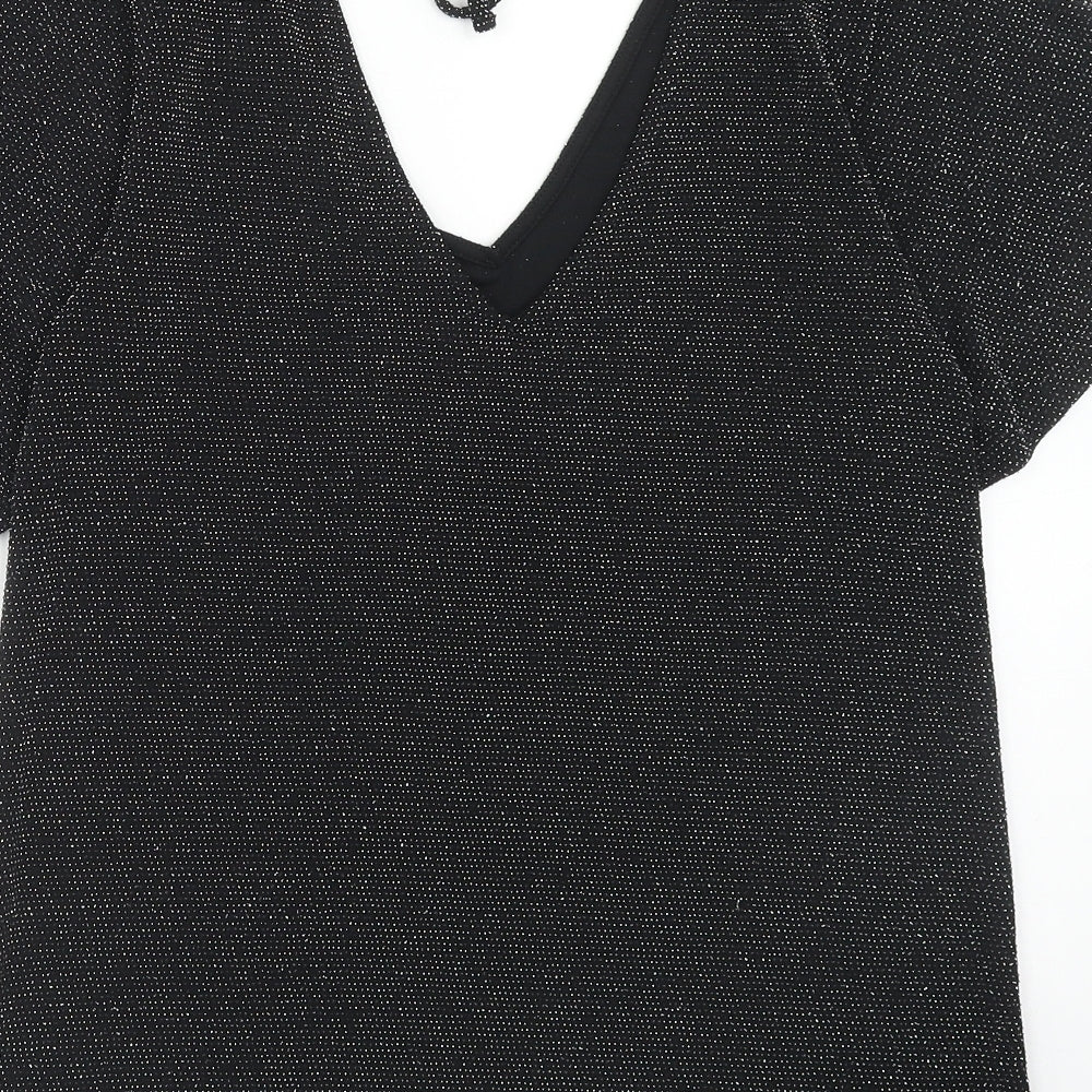 Womens UK Size 8 Peacocks Black Basic Blouse
