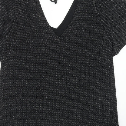 Womens UK Size 8 Peacocks Black Basic Blouse