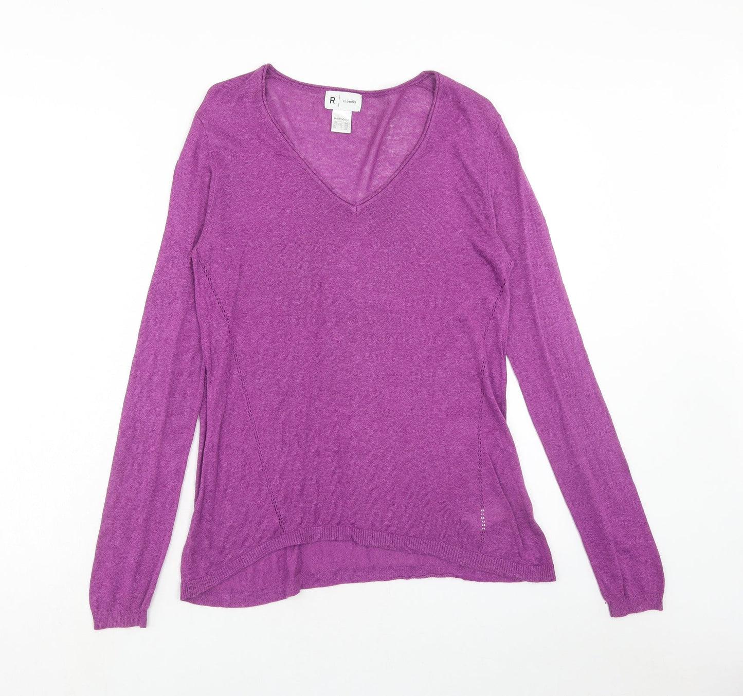 La Redoute Womens Purple V-Neck Viscose Pullover Jumper Size 10