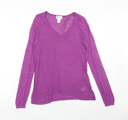 La Redoute Womens Purple V-Neck Viscose Pullover Jumper Size 10