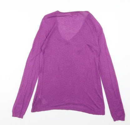 La Redoute Womens Purple V-Neck Viscose Pullover Jumper Size 10