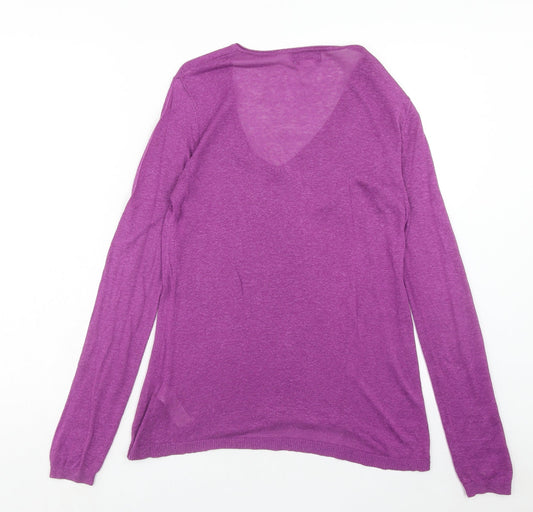 La Redoute Womens Purple V-Neck Viscose Pullover Jumper Size 10